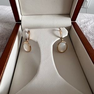 14k Yellow Gold and Mother of Pearl Earrings